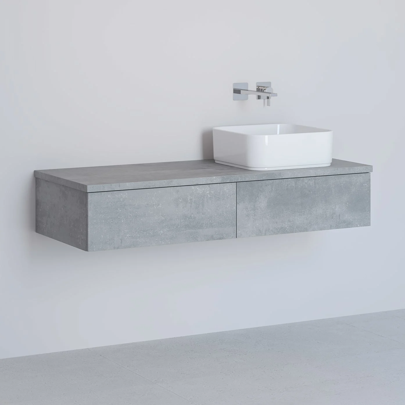 Kronenbach Cube Waschtischkonsole 121 cm mit 2 Auszügen und TIP-ON