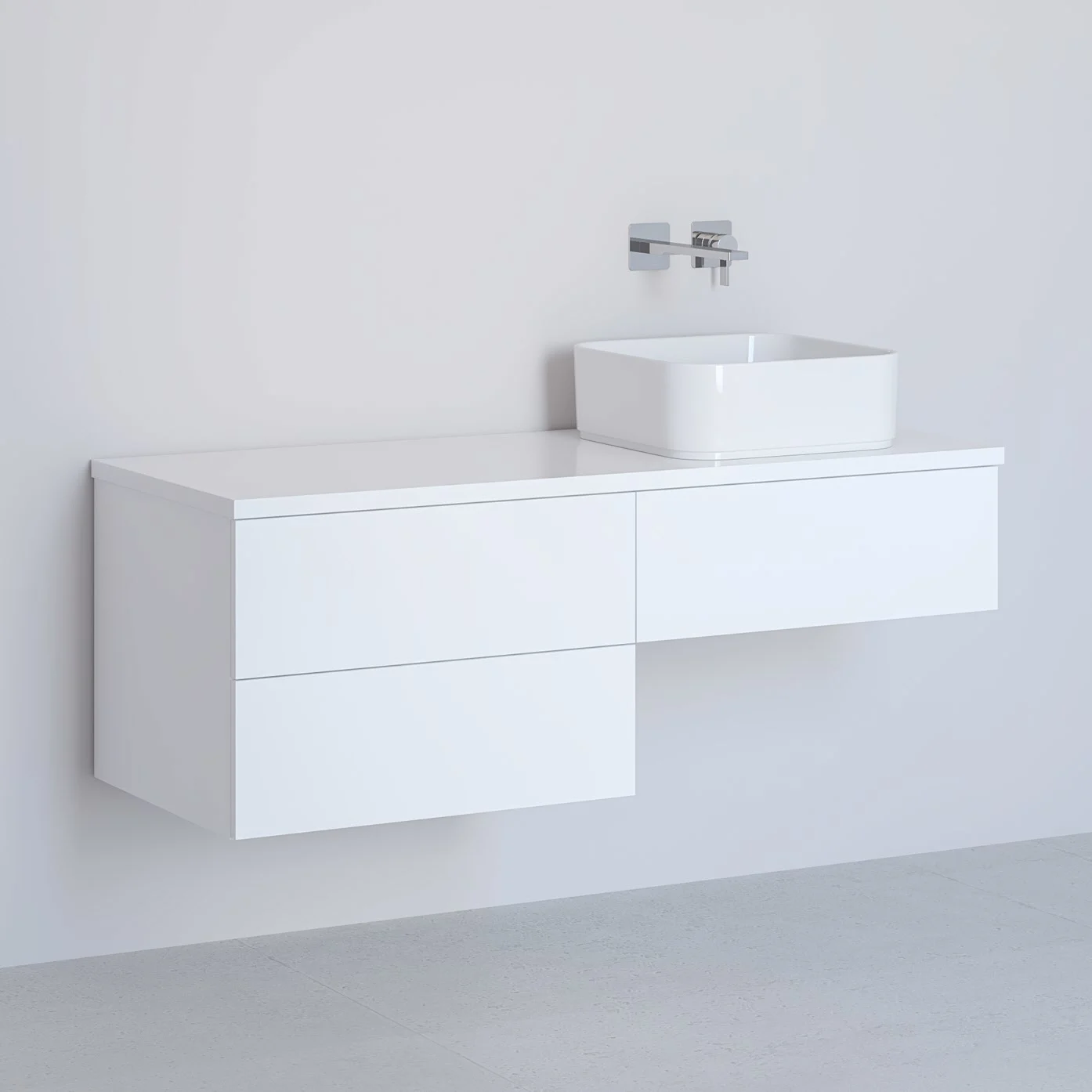 Kronenbach Cube Waschtischkonsole 121 cm mit 3 Auszügen und TIP-ON