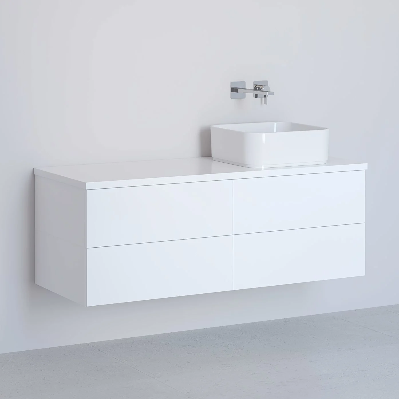 Kronenbach Cube Waschtischkonsole 121 cm mit 4 Auszügen und TIP-ON