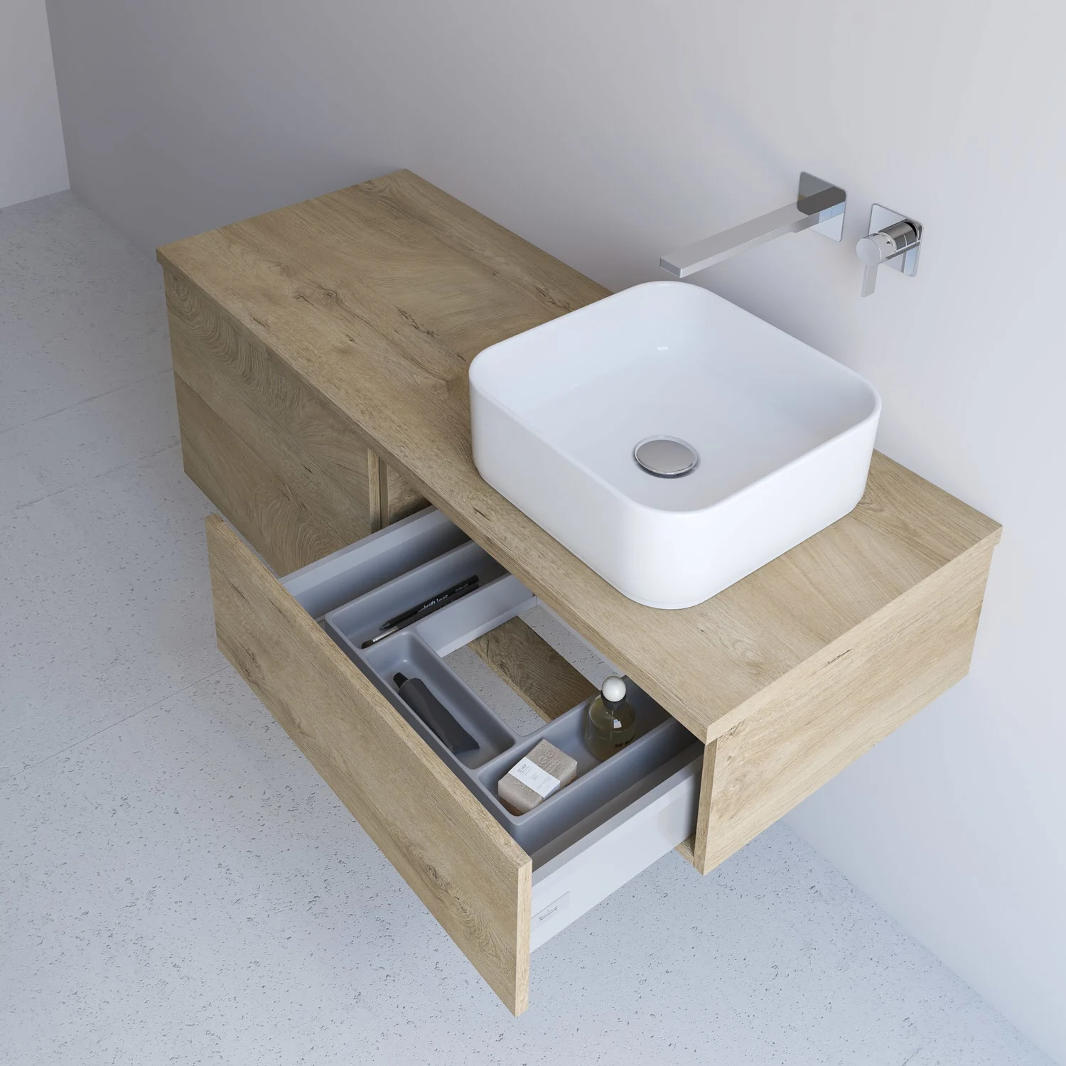 Kronenbach Cube Waschtischkonsole 121 cm mit 2 Auszügen und TIP-ON Bild 2