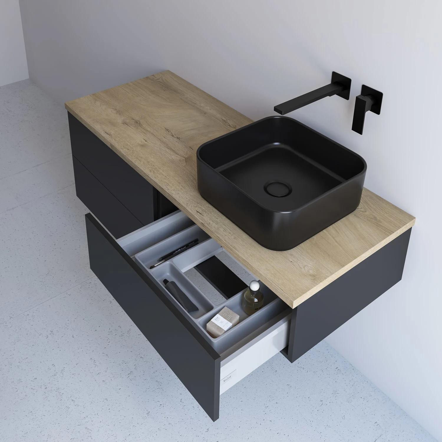 Kronenbach Cube Waschtischkonsole 121 cm mit 4 Auszügen und TIP-ON Bild 2