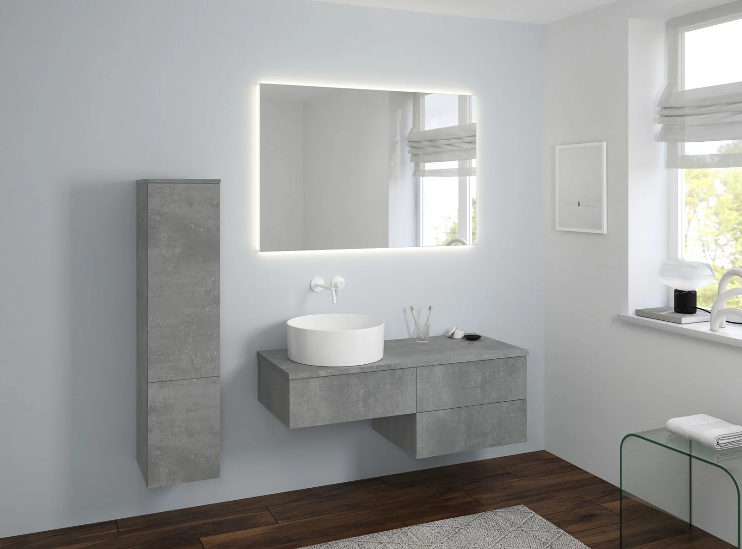 Kronenbach Cube Waschtischkonsole 121 cm mit 3 Auszügen und TIP-ON Bild 4