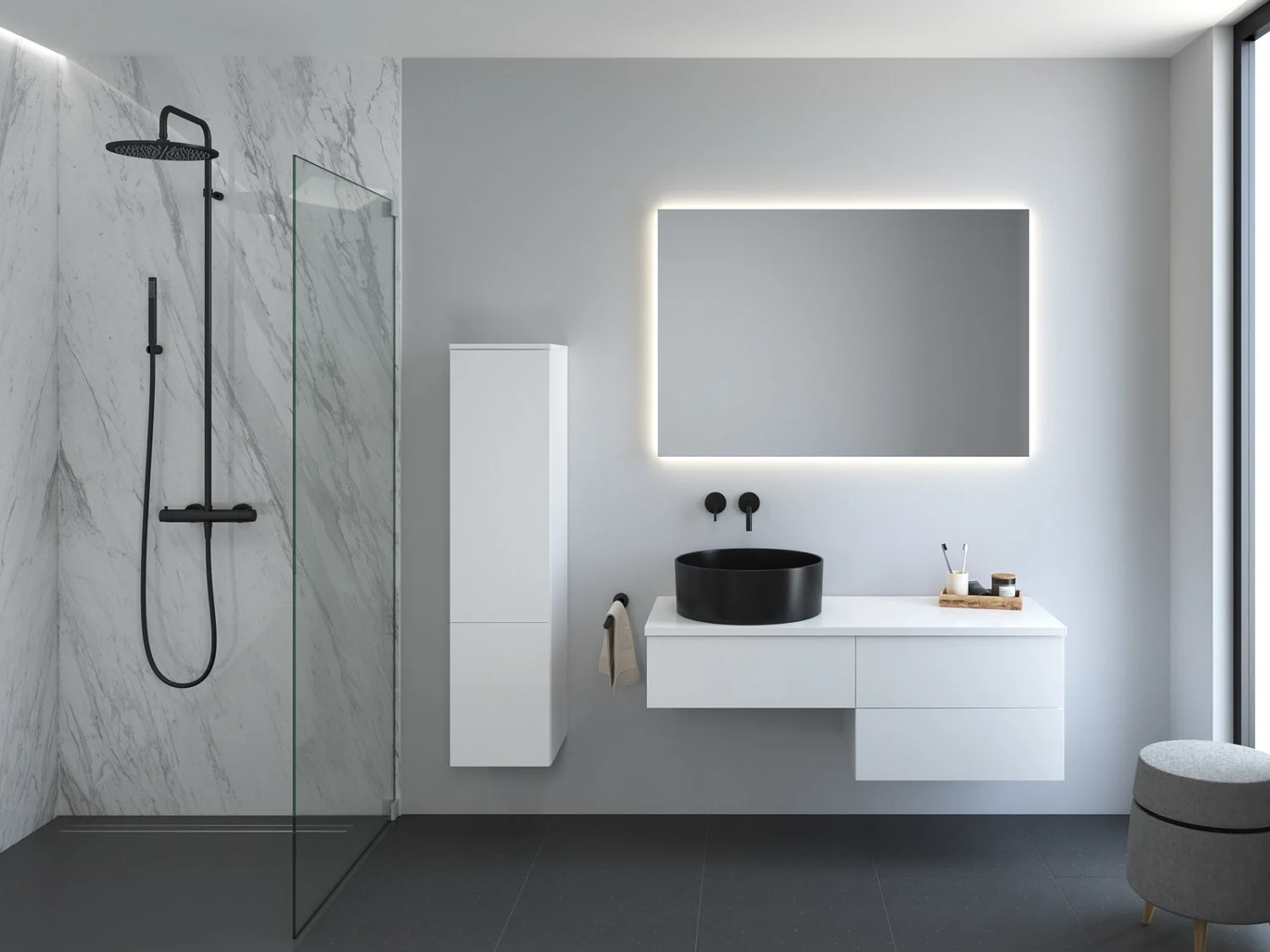 Kronenbach Cube Waschtischkonsole 121 cm mit 3 Auszügen und TIP-ON Bild 4