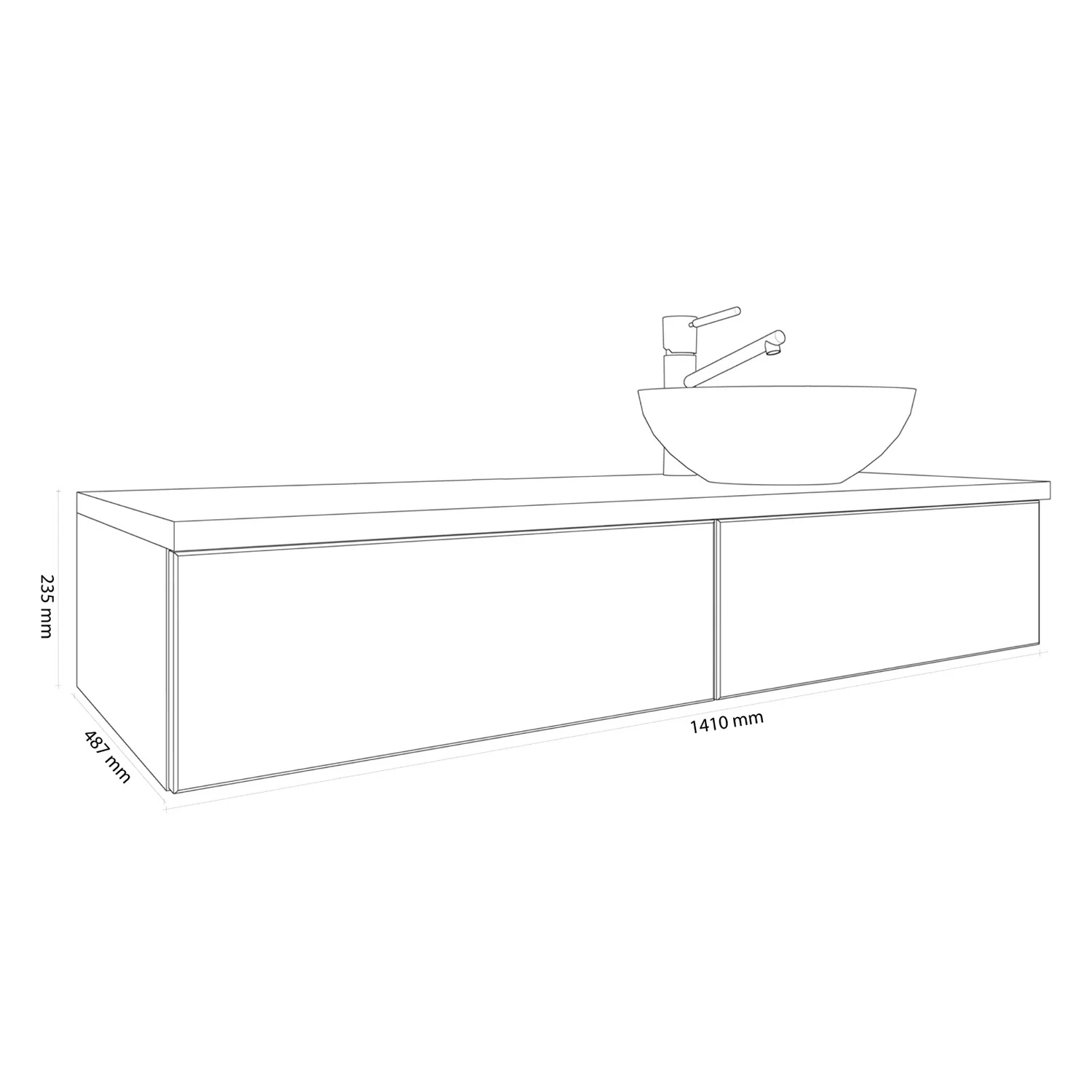 Kronenbach Cube Waschtischkonsole 141 cm mit 2 Auszügen und TIP-ON Bild 5