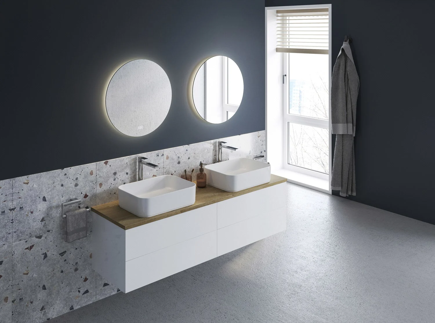 Kronenbach Cube Waschtischkonsole 161 cm für 2 Waschtische mit 4 Auszügen und TIP-ON Bild 6