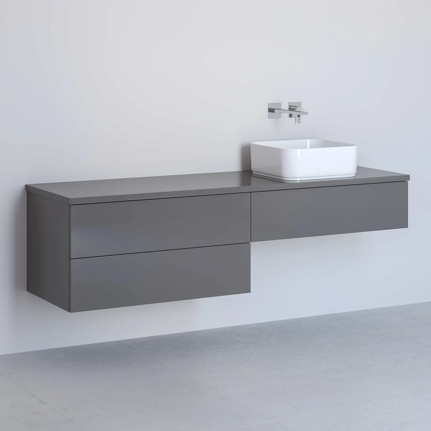 Kronenbach Cube Waschtischkonsole 161 cm mit 3 Auszügen und TIP-ON