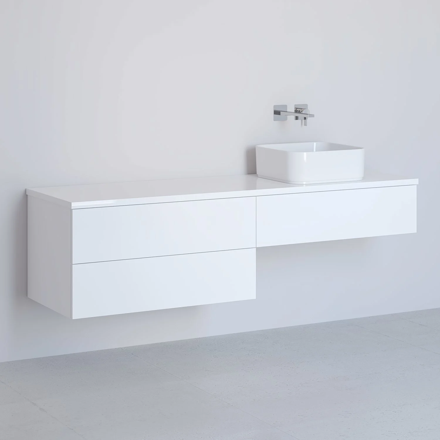 Kronenbach Cube Waschtischkonsole 161 cm mit 3 Auszügen und TIP-ON