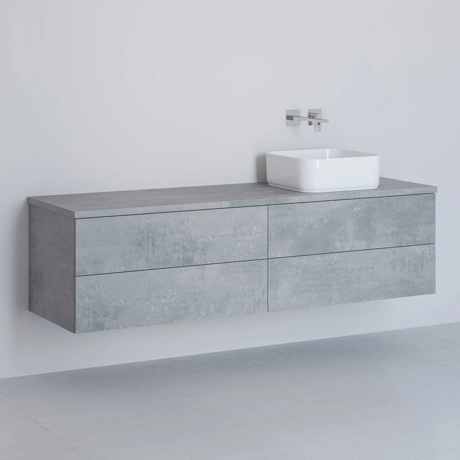 Kronenbach Cube Waschtischkonsole 161 cm mit 4 Auszügen und TIP-ON