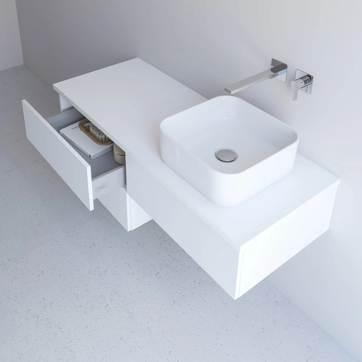 Kronenbach Cube Waschtischkonsole 161 cm mit 3 Auszügen und TIP-ON Bild 3