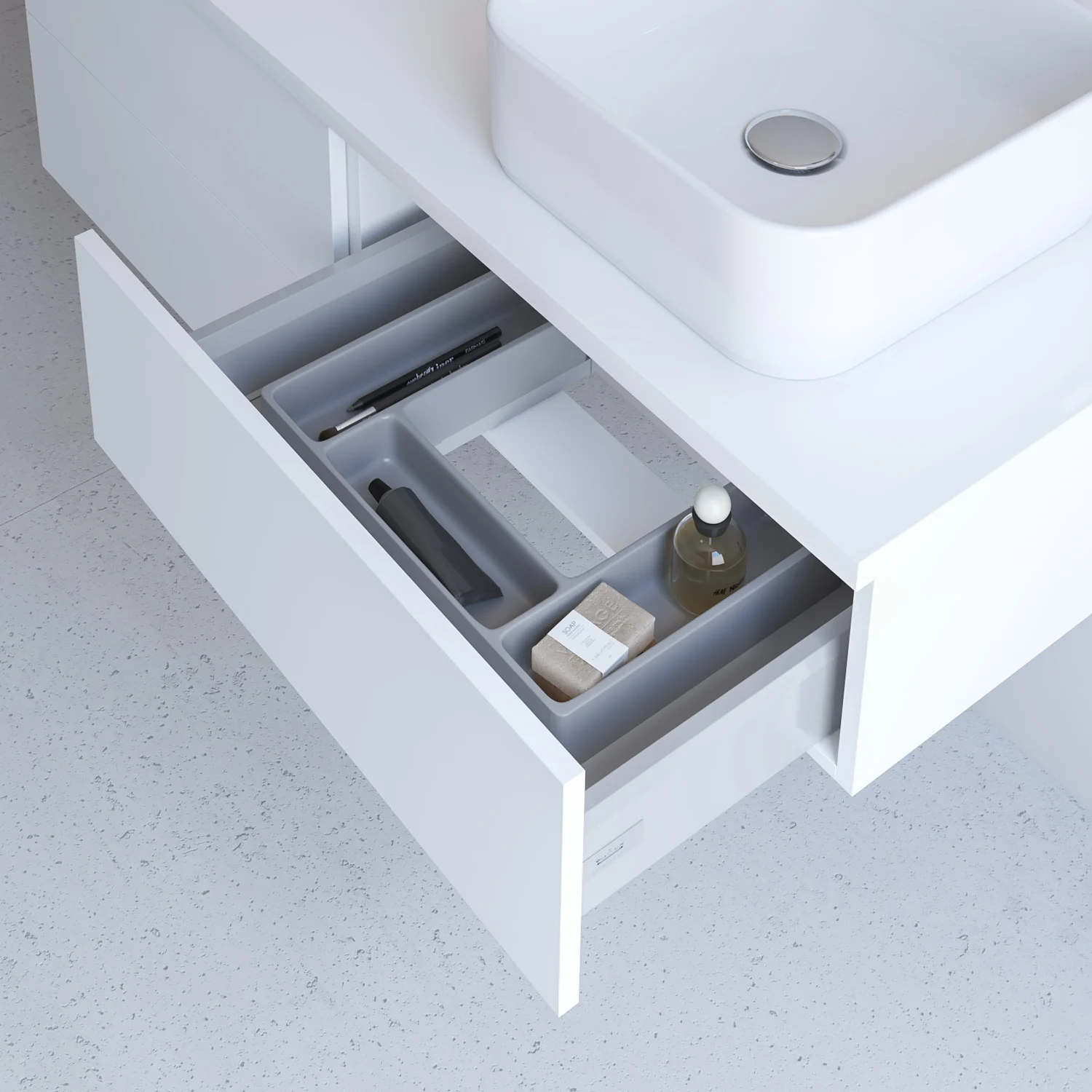 Kronenbach Cube Waschtischkonsole 161 cm für 2 Waschtische mit 2 Auszügen und TIP-ON Bild 2