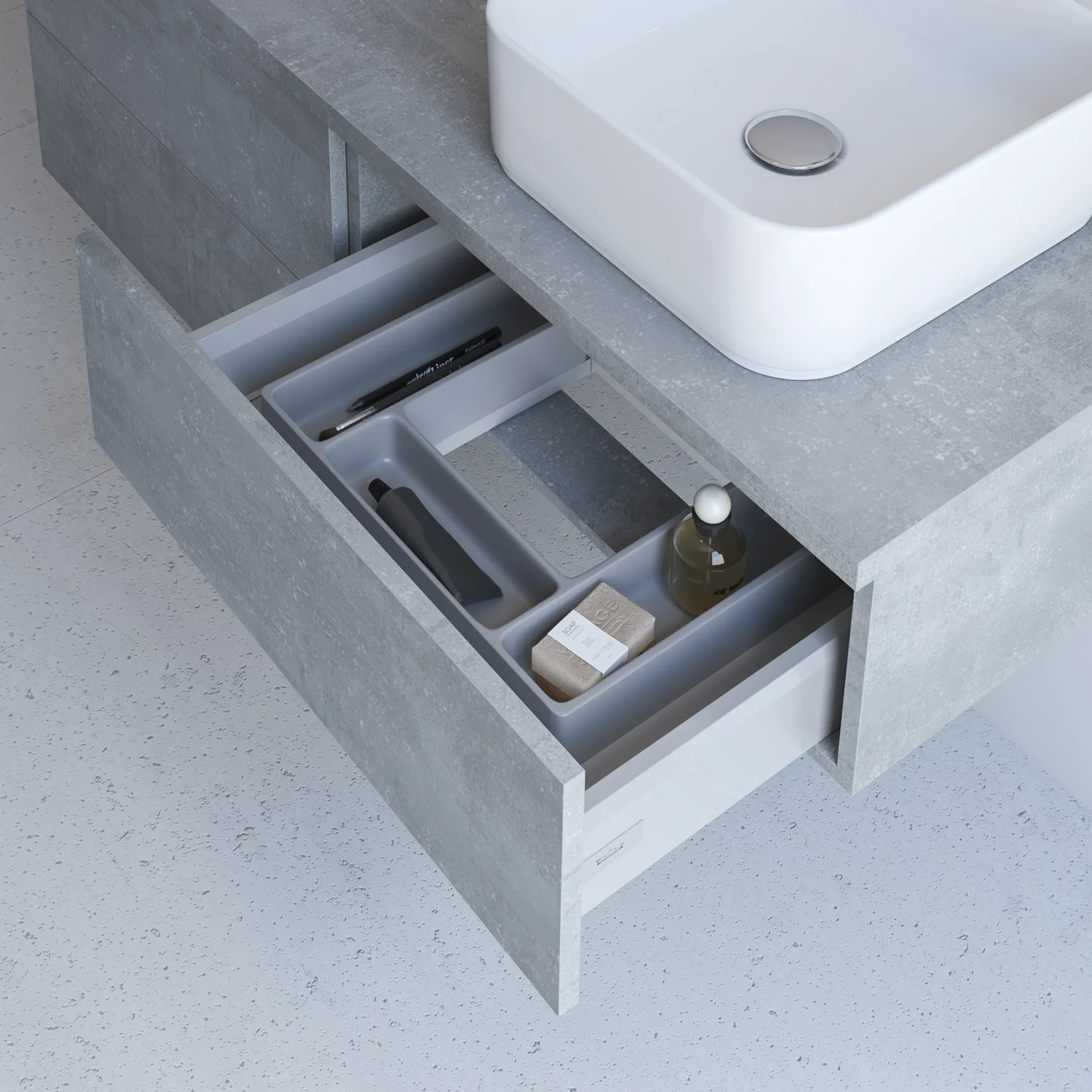 Kronenbach Cube Waschtischkonsole 161 cm für 2 Waschtische mit 2 Auszügen und TIP-ON Bild 2