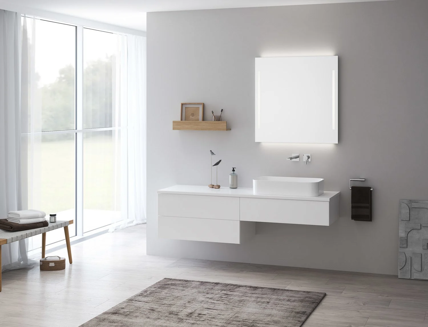 Kronenbach Cube Waschtischkonsole 161 cm mit 3 Auszügen und TIP-ON Bild 4