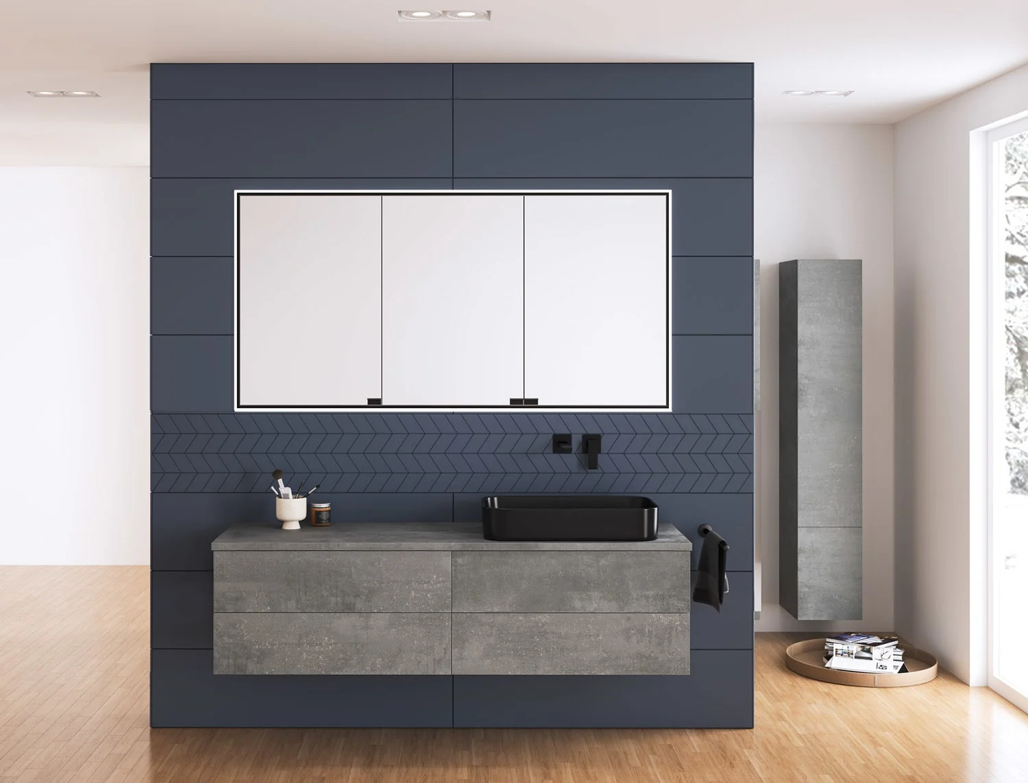 Kronenbach Cube Waschtischkonsole 161 cm mit 4 Auszügen und TIP-ON Bild 4