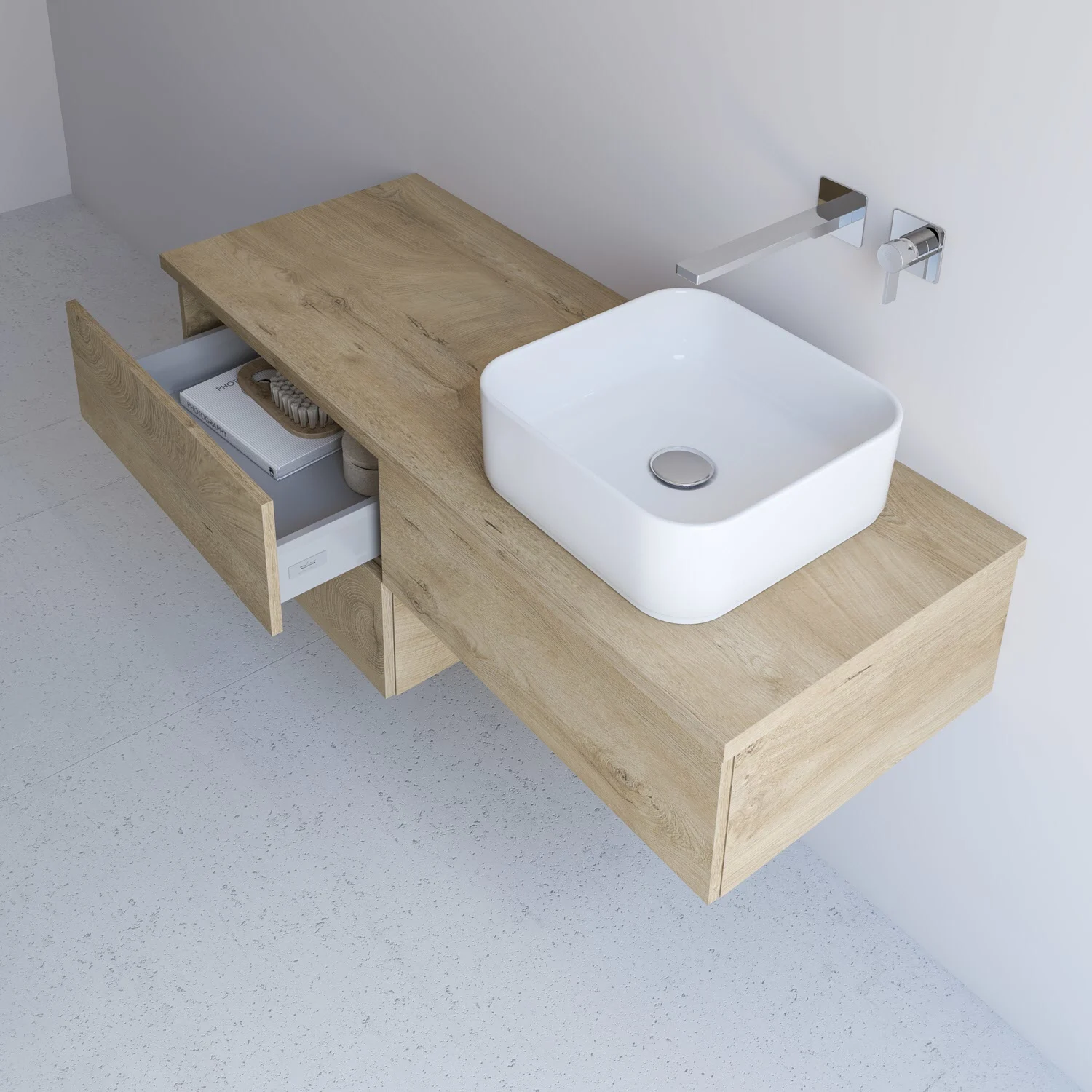 Kronenbach Cube Waschtischkonsole 181 cm für 2 Waschtische mit 6 Auszügen und TIP-ON Bild 3