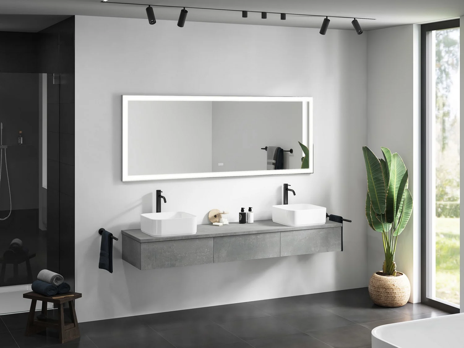 Kronenbach Cube Waschtischkonsole 181 cm für 2 Waschtische mit 3 Auszügen und TIP-ON Bild 4