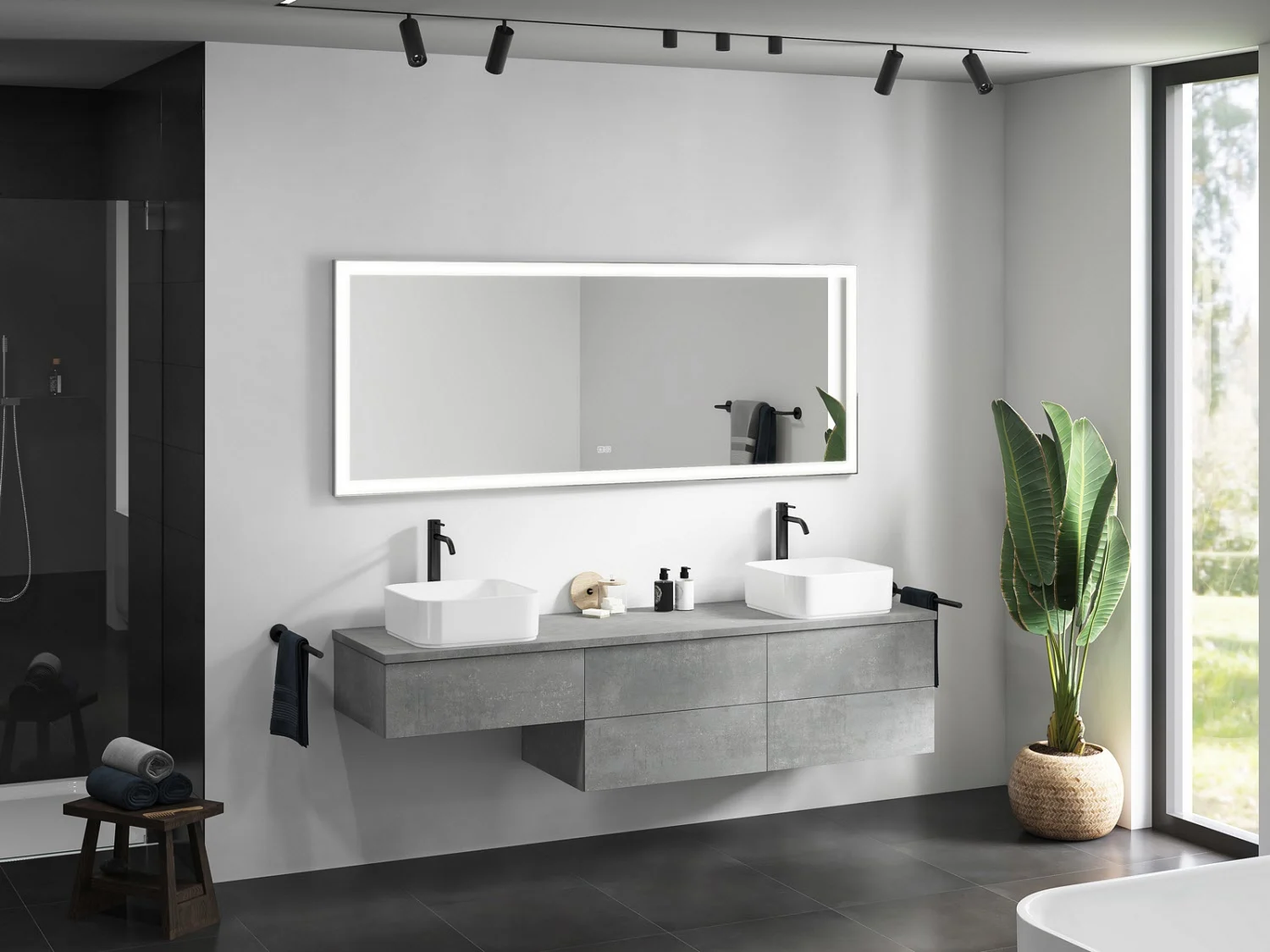 Kronenbach Cube Waschtischkonsole 181 cm für 2 Waschtische mit 5 Auszügen und TIP-ON Bild 4