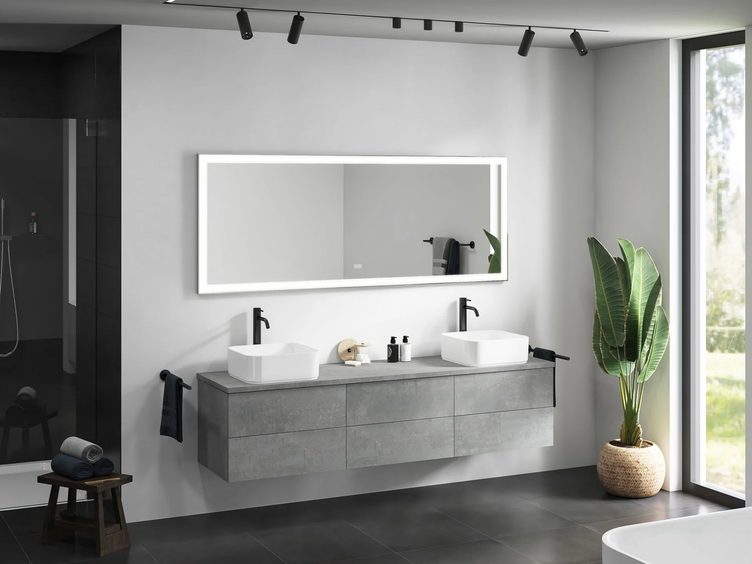 Kronenbach Cube Waschtischkonsole 181 cm für 2 Waschtische mit 6 Auszügen und TIP-ON Bild 4