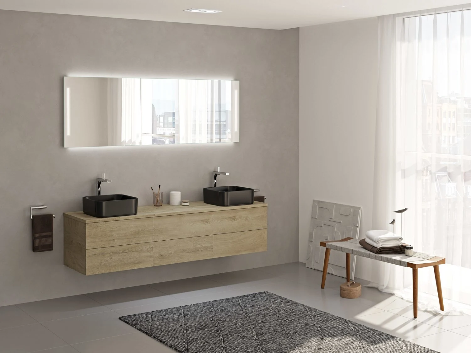 Kronenbach Cube Waschtischkonsole 181 cm für 2 Waschtische mit 6 Auszügen und TIP-ON Bild 4