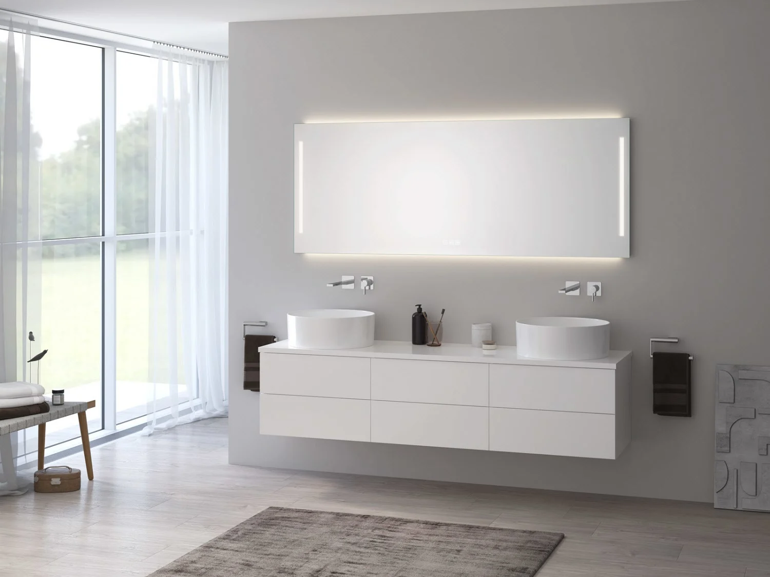 Kronenbach Cube Waschtischkonsole 181 cm für 2 Waschtische mit 6 Auszügen und TIP-ON Bild 4