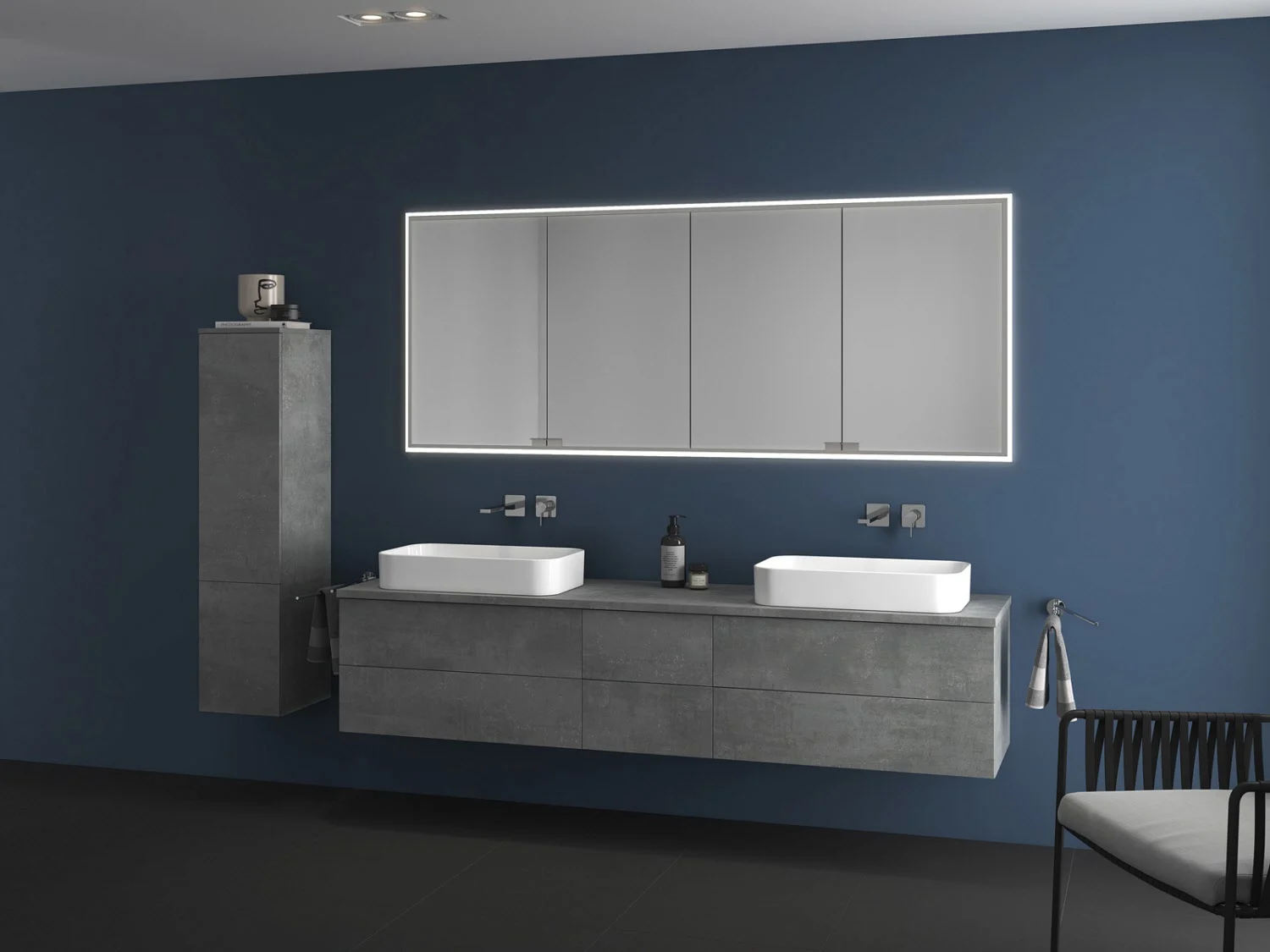 Kronenbach Cube Waschtischkonsole 201 cm für 2 Waschtische mit 6 Auszügen und TIP-ON Bild 4