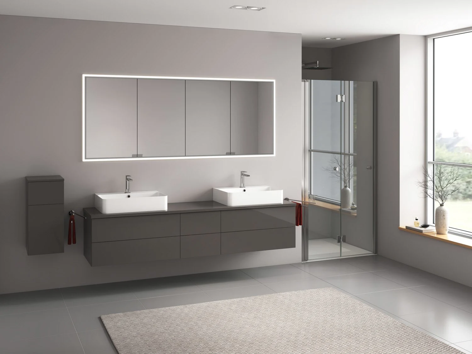 Kronenbach Cube Waschtischkonsole 201 cm für 2 Waschtische mit 6 Auszügen und TIP-ON Bild 4