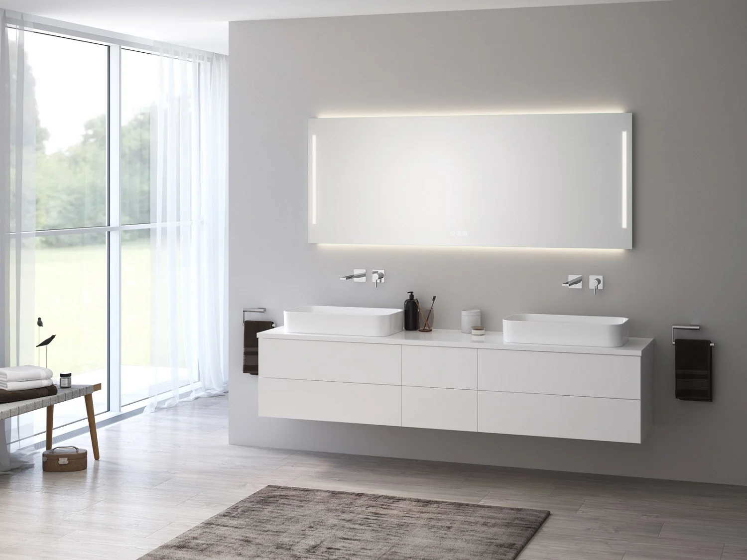 Kronenbach Cube Waschtischkonsole 201 cm für 2 Waschtische mit 6 Auszügen und TIP-ON Bild 4