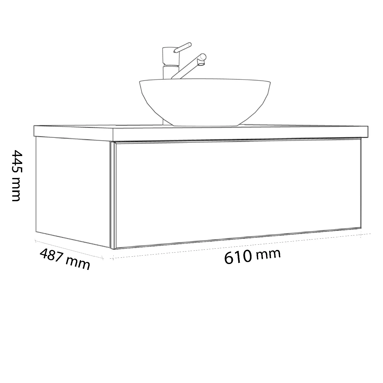 Kronenbach Cube Waschtischkonsole 61 cm mit 1 Auszug und TIP-ON Bild 4