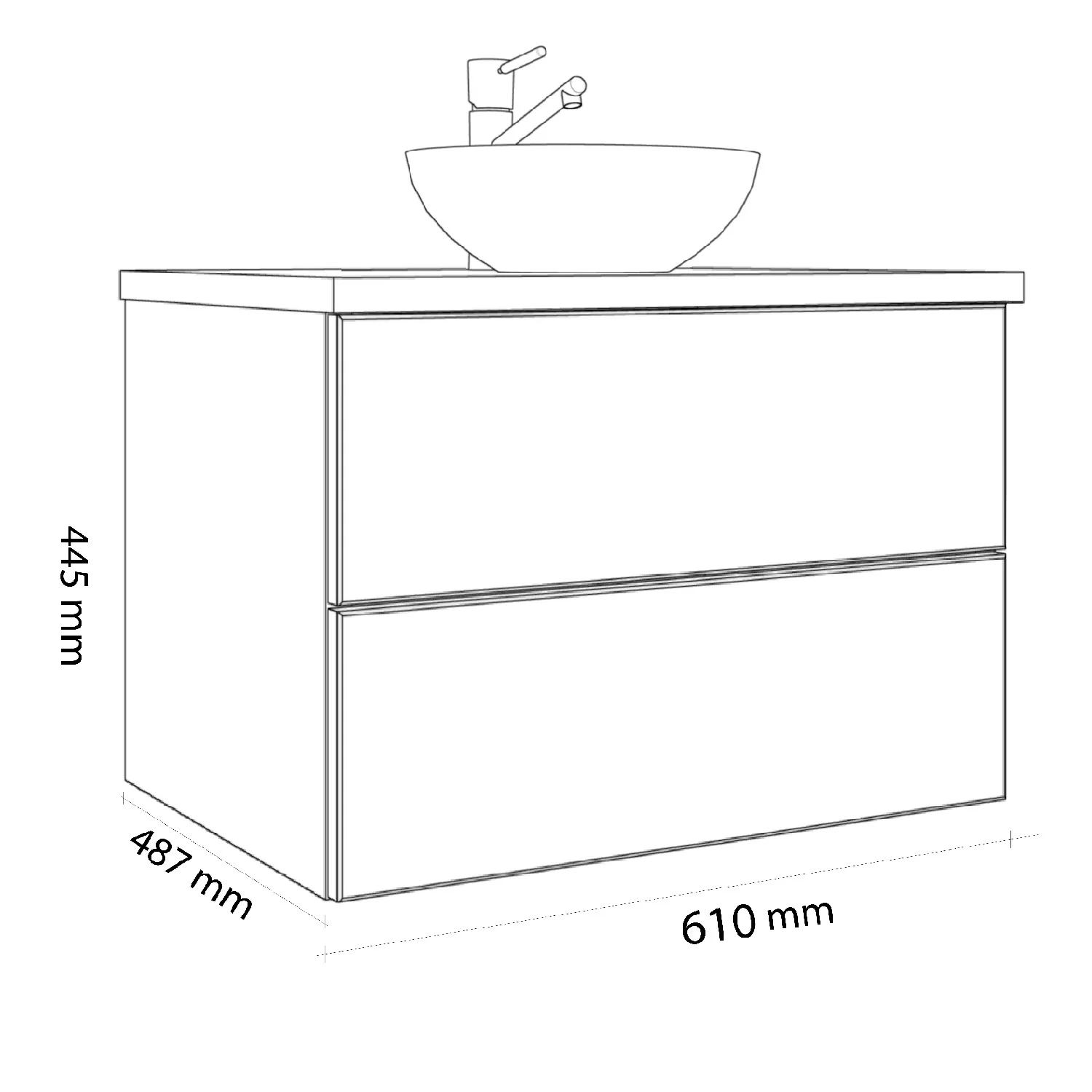 Kronenbach Cube Waschtischkonsole 61 cm mit 2 Auszügen und TIP-ON Bild 4
