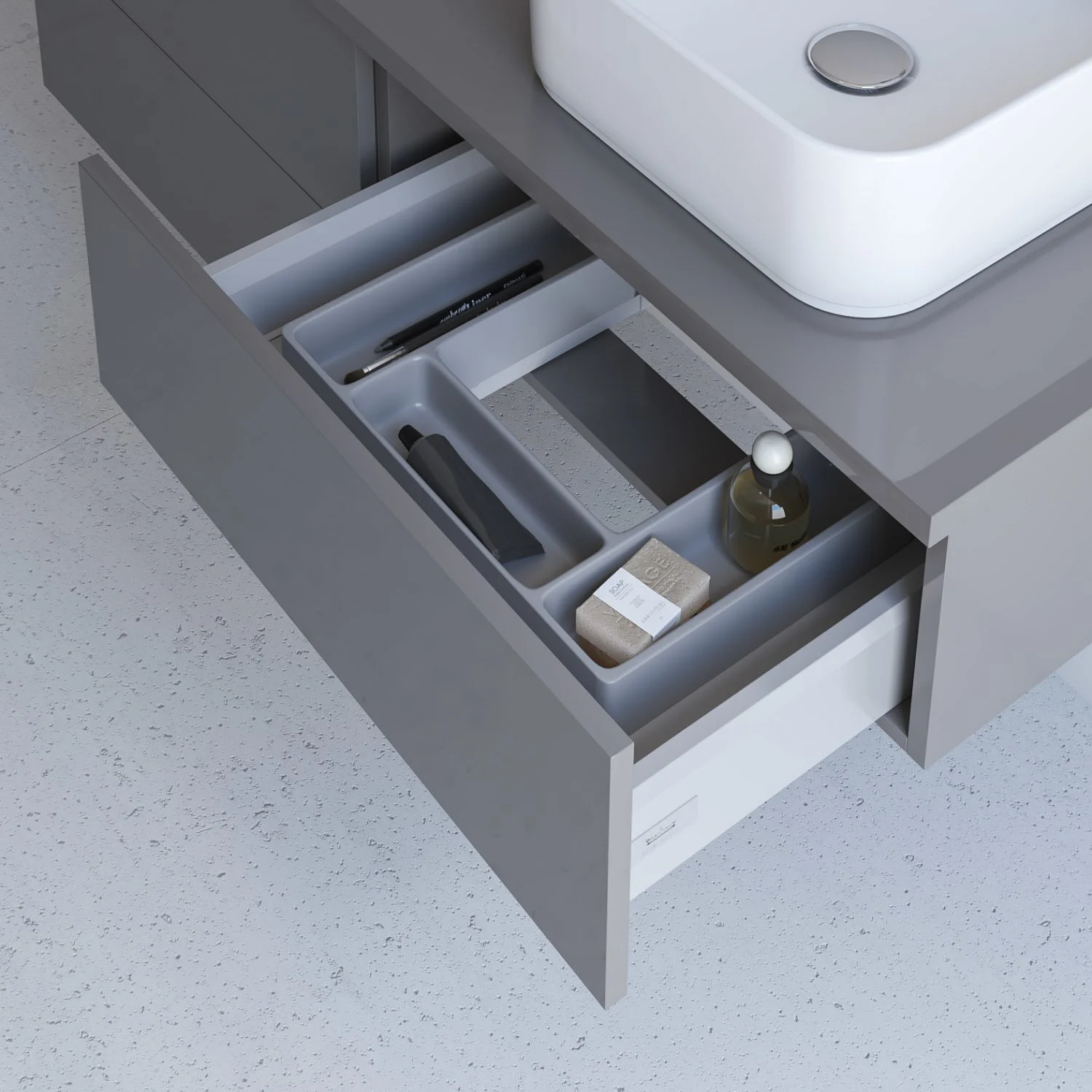 Kronenbach Cube Waschtischkonsole 61 cm mit 1 Auszug und TIP-ON Bild 2