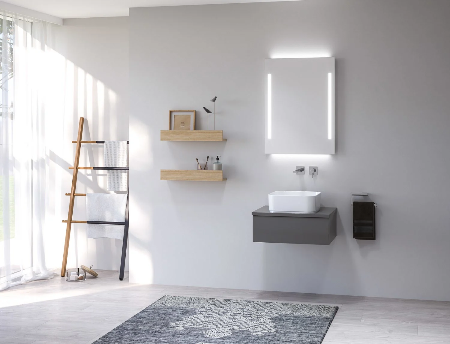 Kronenbach Cube Waschtischkonsole 61 cm mit 1 Auszug und TIP-ON Bild 3