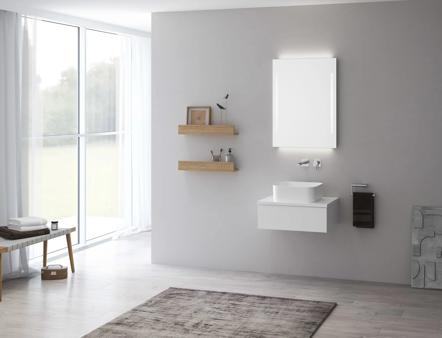 Kronenbach Cube Waschtischkonsole 61 cm mit 1 Auszug und TIP-ON Bild 3