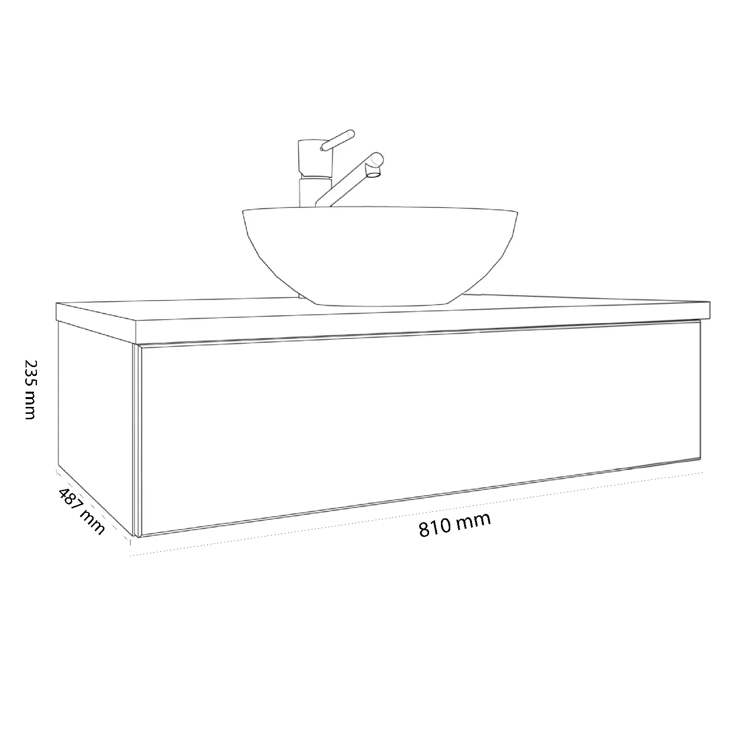Kronenbach Cube Waschtischkonsole 81 cm mit 1 Auszug und TIP-ON Bild 4
