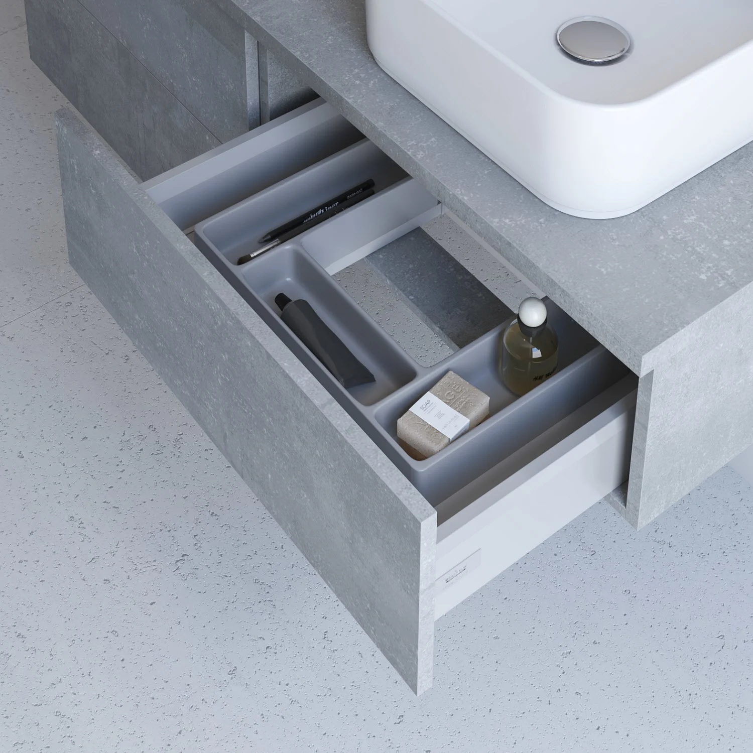 Kronenbach Cube Waschtischkonsole 81 cm mit 1 Auszug und TIP-ON Bild 2