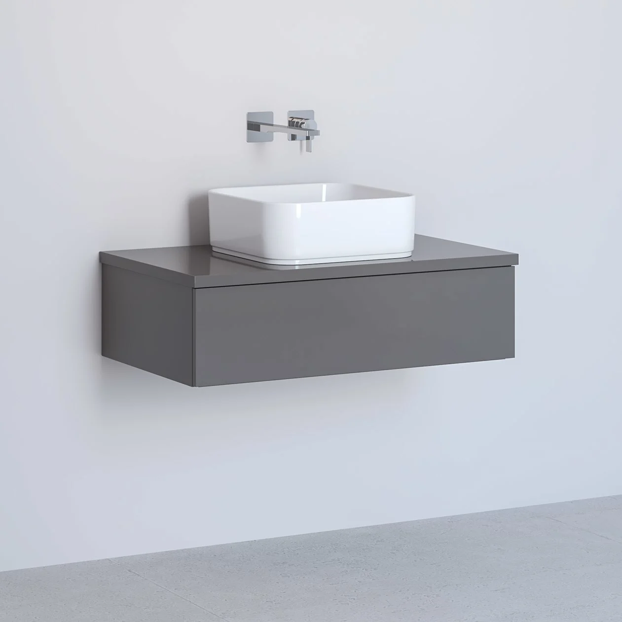 Kronenbach Cube Waschtischkonsole 81 cm mit 1 Auszug und TIP-ON