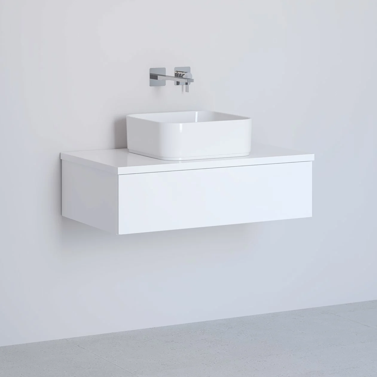 Kronenbach Cube Waschtischkonsole 81 cm mit 1 Auszug und TIP-ON