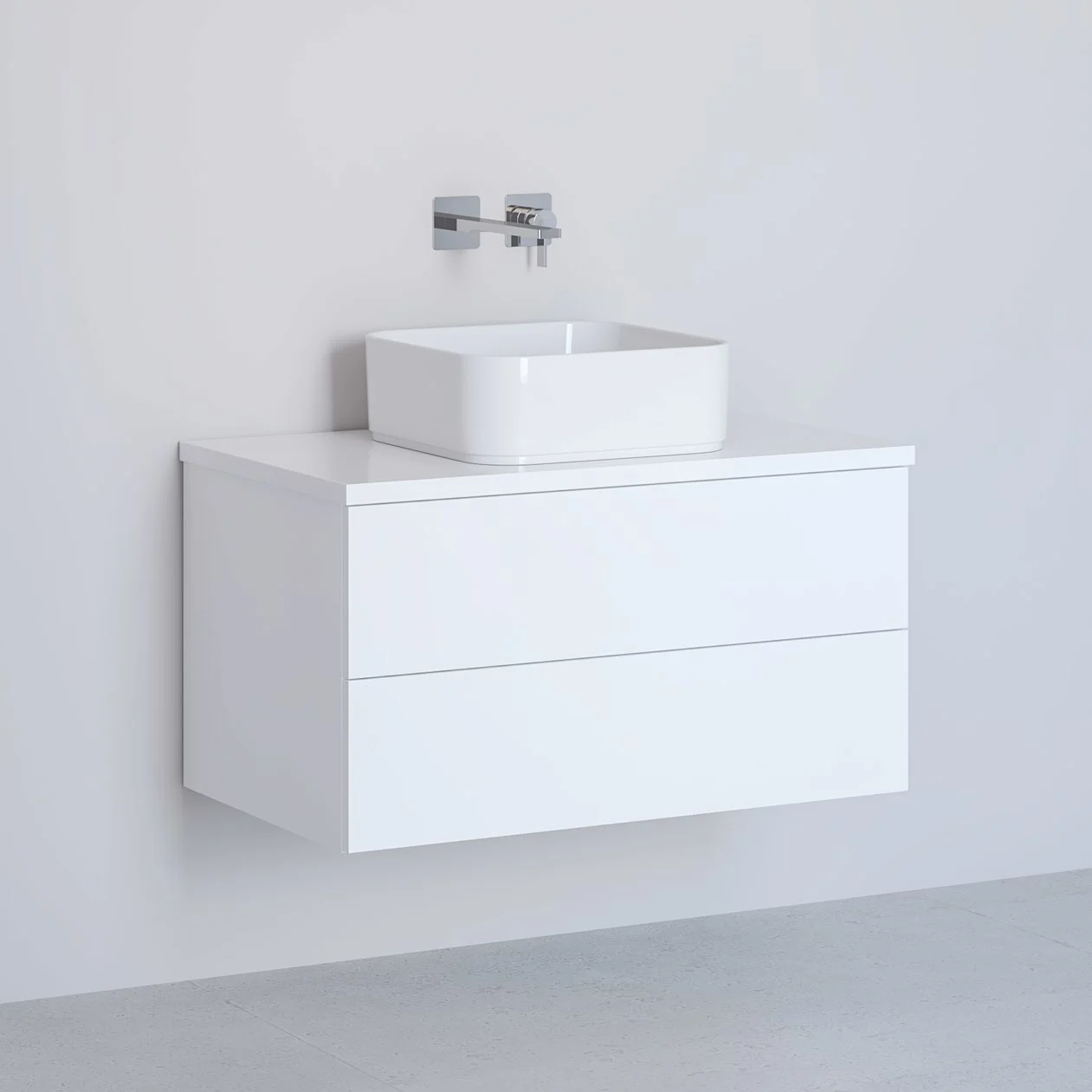 Kronenbach Cube Waschtischkonsole 81 cm mit 2 Auszügen und TIP-ON