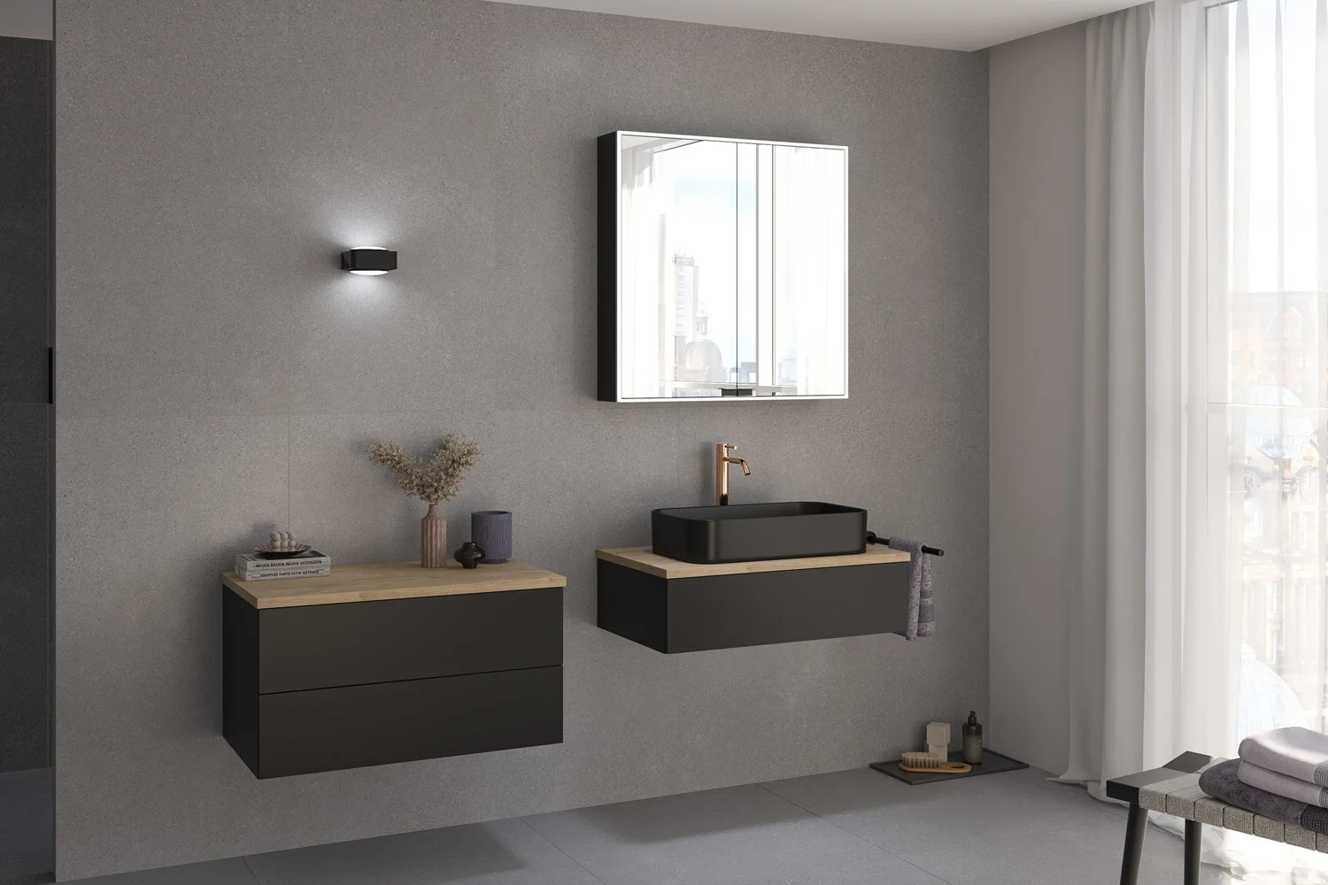 Kronenbach Cube Waschtischkonsole 81 cm mit 1 Auszug und TIP-ON Bild 3