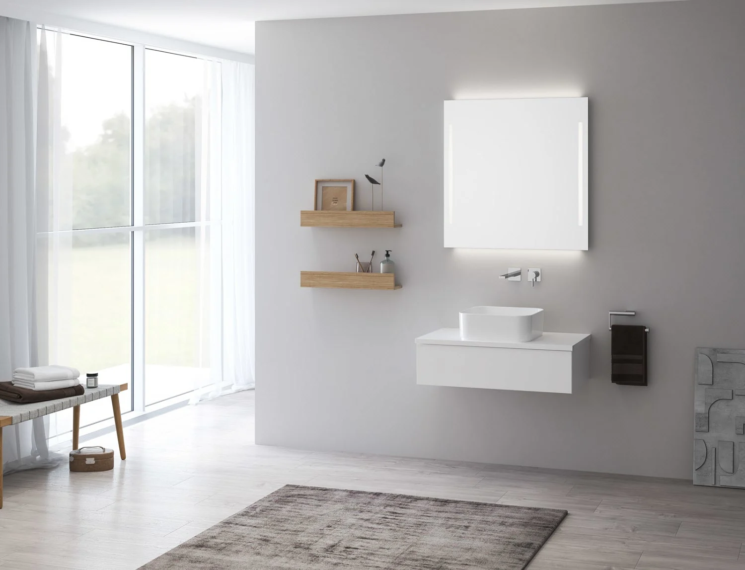 Kronenbach Cube Waschtischkonsole 81 cm mit 1 Auszug und TIP-ON Bild 3