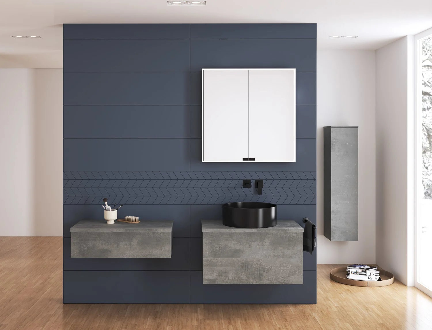 Kronenbach Cube Waschtischkonsole 81 cm mit 2 Auszügen und TIP-ON Bild 3