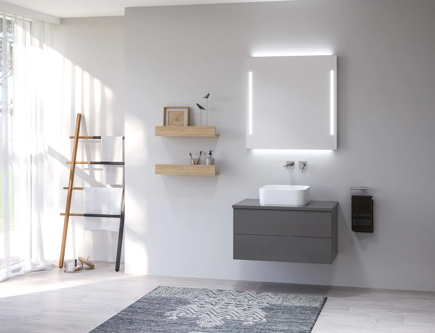 Kronenbach Cube Waschtischkonsole 81 cm mit 2 Auszügen und TIP-ON Bild 3