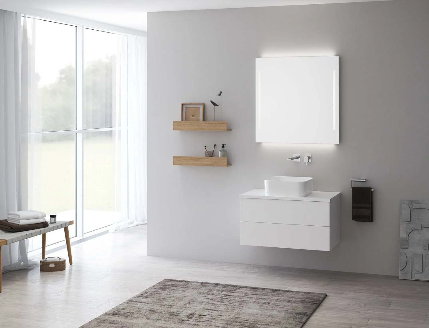 Kronenbach Cube Waschtischkonsole 81 cm mit 2 Auszügen und TIP-ON Bild 3