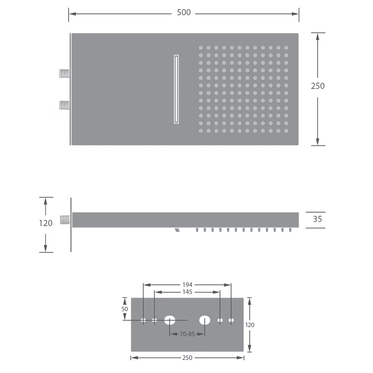 Kronenbach Duschset 2 mit Kopfbrause 50 x 25 cm und Stabhandbrause rund Bild 5