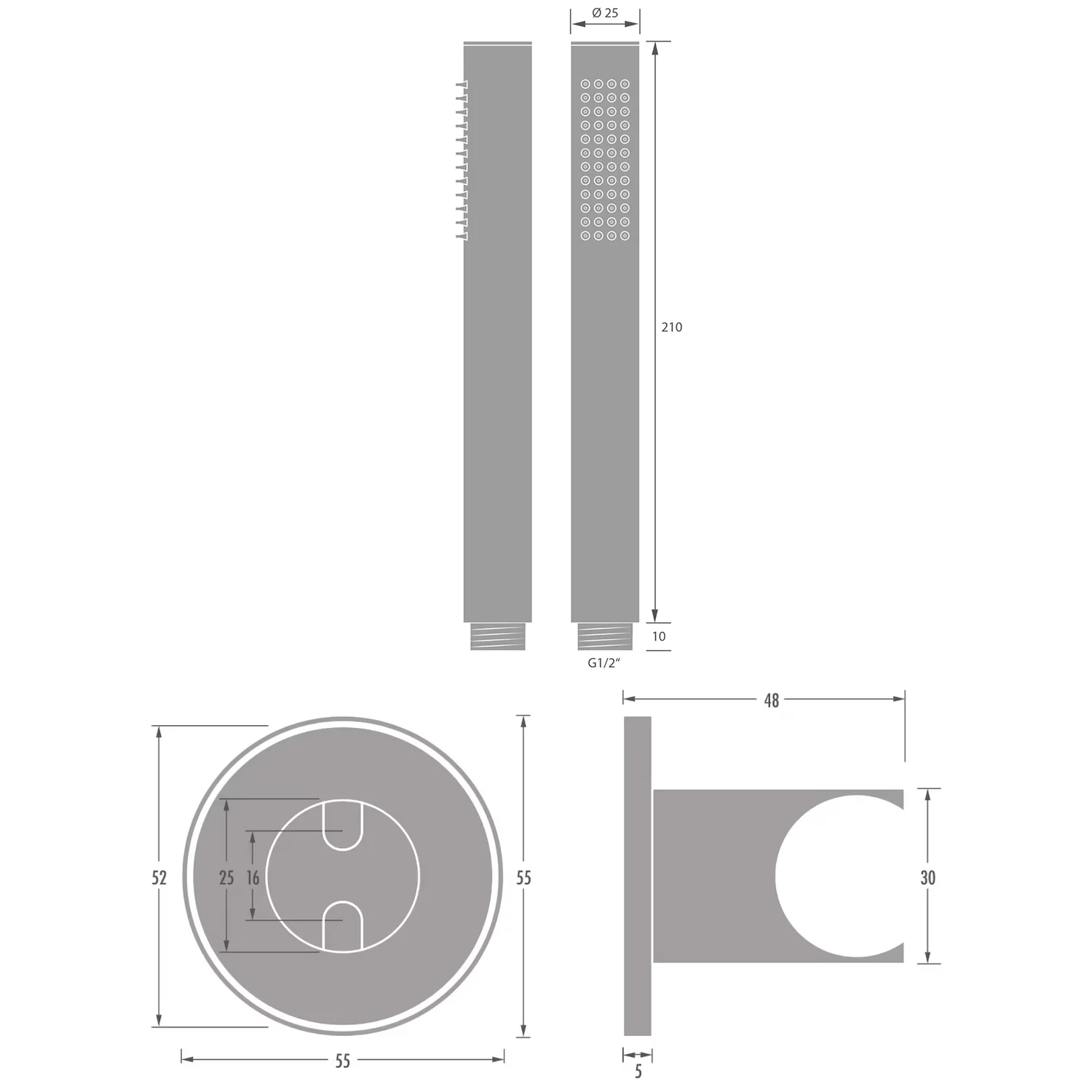 Kronenbach Wannenset 3 mit Stabhandbrause rund und Brausehalter Bild 5