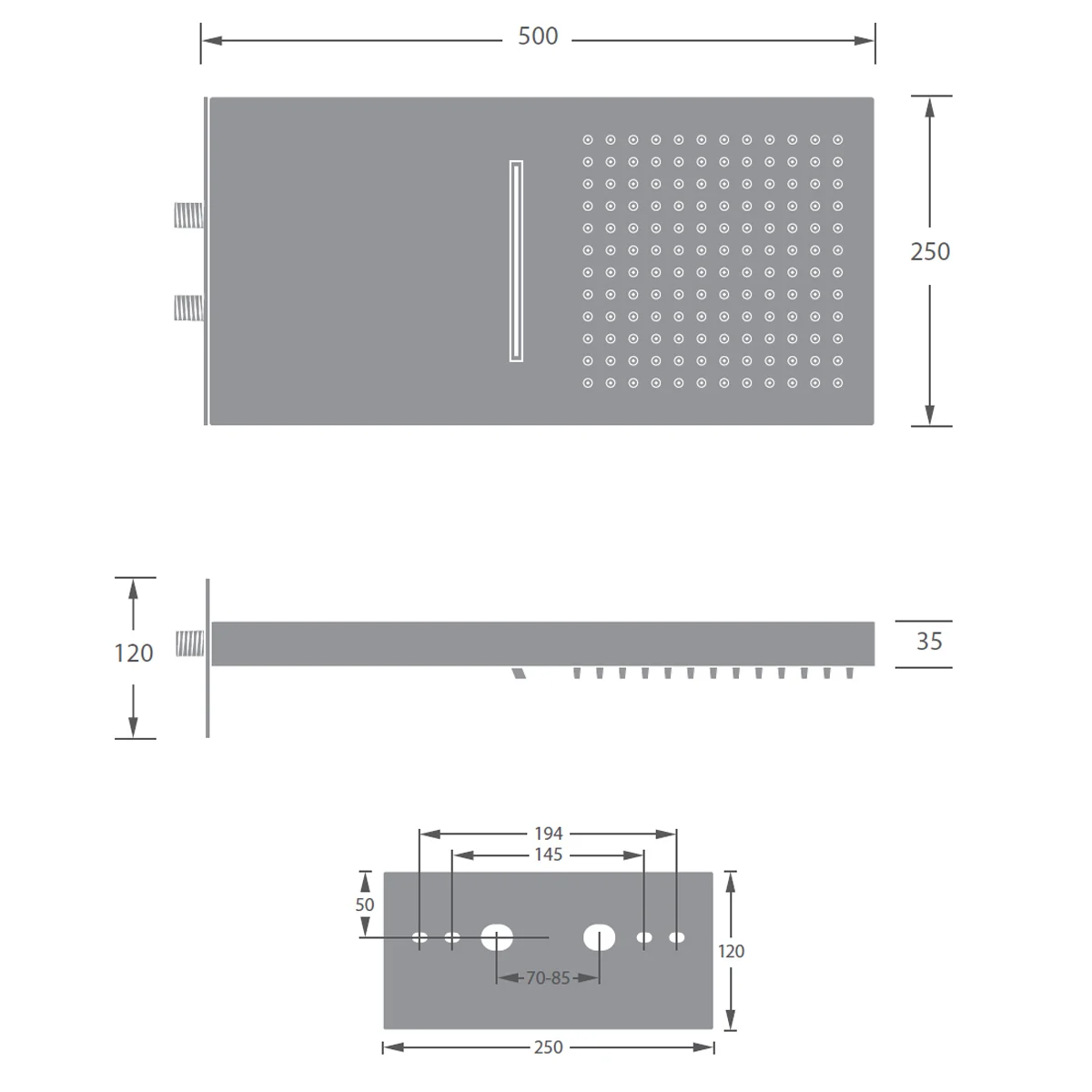Kronenbach SPA Kopfbrause 50 x 25 cm mit 2 Strahlarten Bild 5