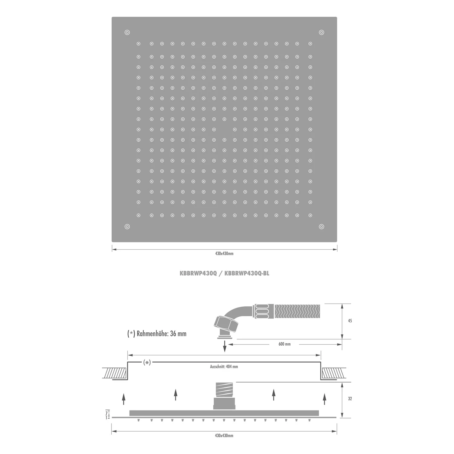 Kronenbach SPA Kopfbrause 43 x 43 cm für Deckeneinbau Bild 2