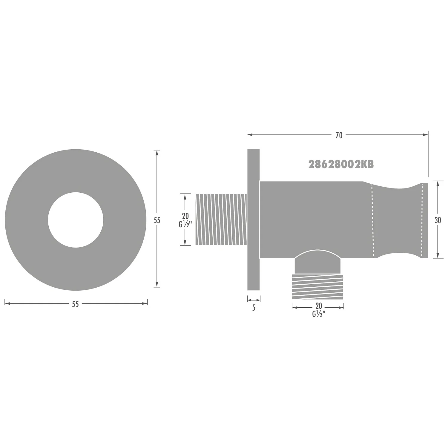 Kronenbach SUPRA 2.0 Wandanschlussbogen mit Brausenhalter Bild 2