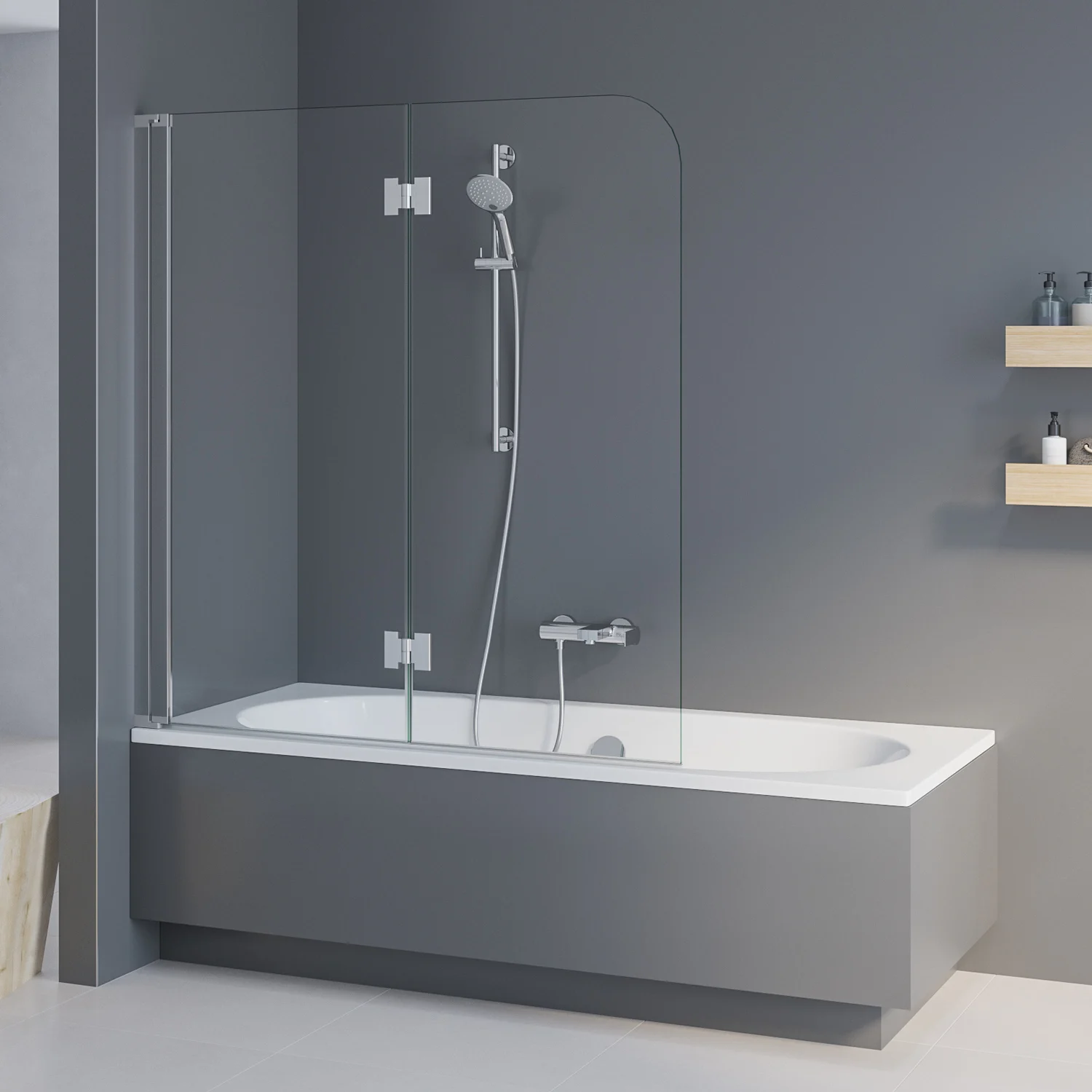 Kronenbach Tube Falttür für Badewanne, 132 x 140 cm, Anschlag links