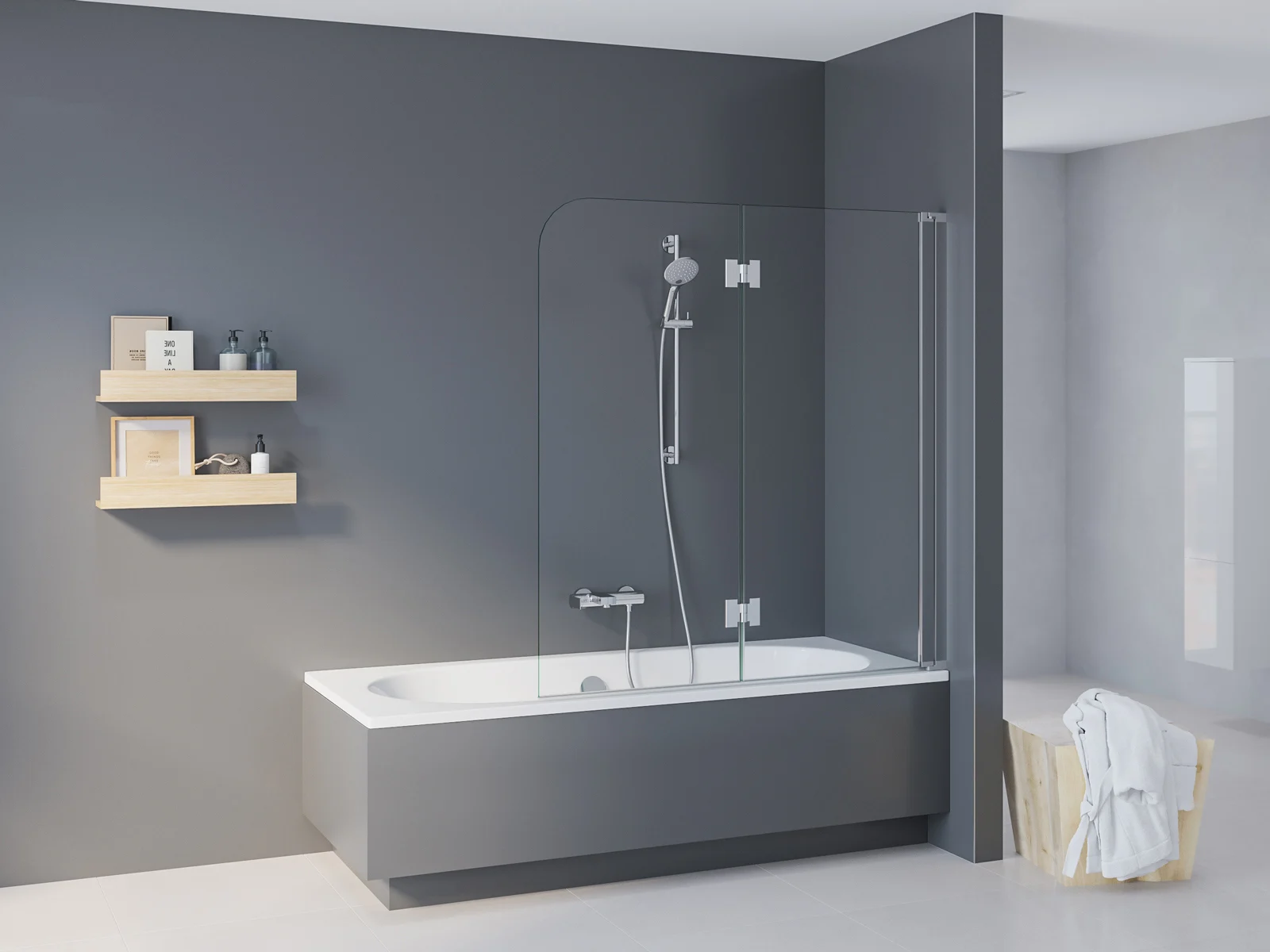 Kronenbach Tube Falttür für Badewanne, 132 x 140 cm, Anschlag rechts Bild 5