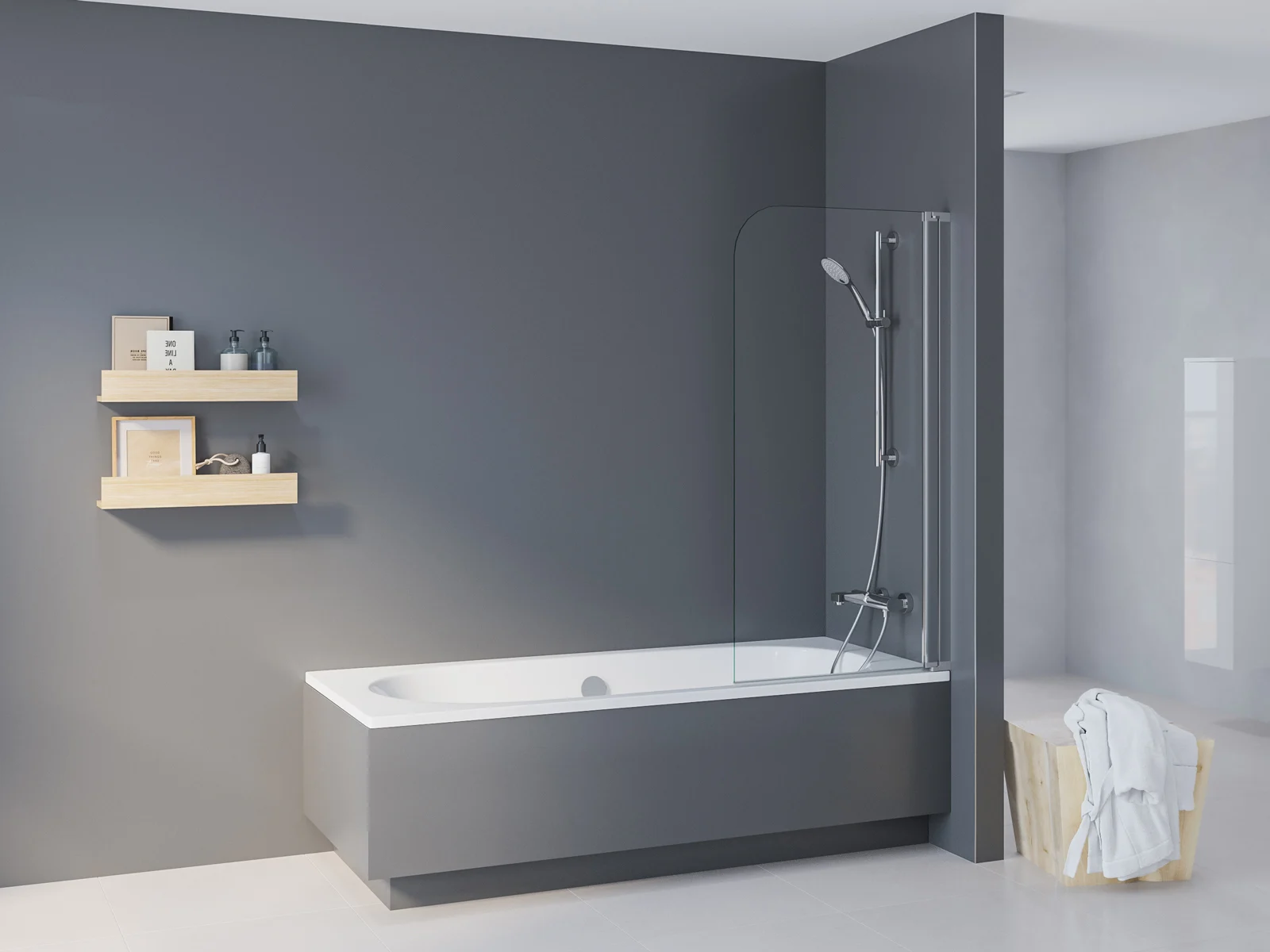 Kronenbach Tube Badewannenaufsatz 1-teilig, 75 x 140 cm, Anschlag rechts Bild 5