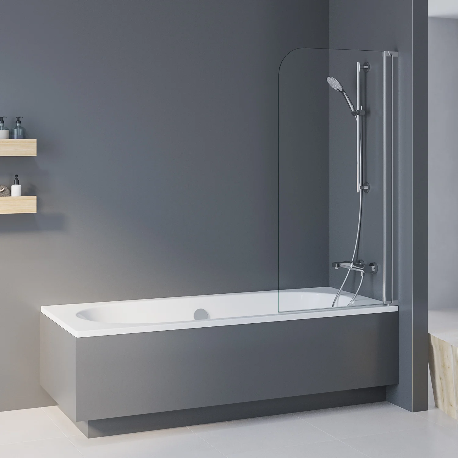 Kronenbach Tube Badewannenaufsatz 1-teilig, 75 x 140 cm, Anschlag rechts